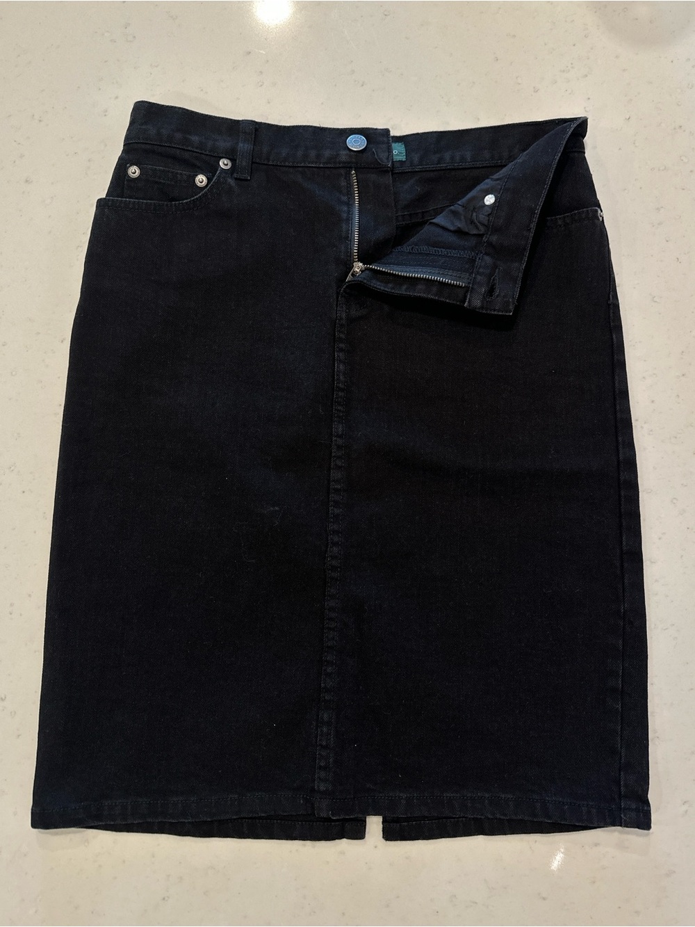 NWOT Ralph Lauren Black Jean Skirt Size 4 Knee Length